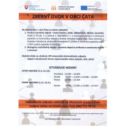 Zberný dvor v obci Čata Prevádzka